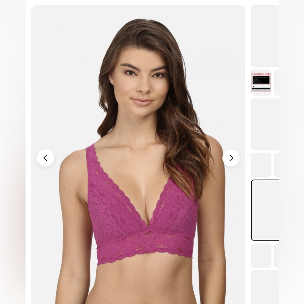 WACOAL Halo Lace Soft Cup Wire Free Bra Style 811205 Aster Purple Floral Size 34